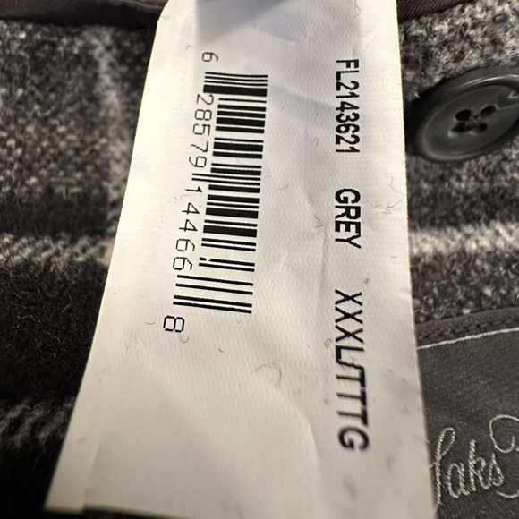 ✨NWOT SAKS FIFTH AVENUE✨ Wool Blend Sport Coat - US 3XL, Grey Plaid - Picture 6 of 6